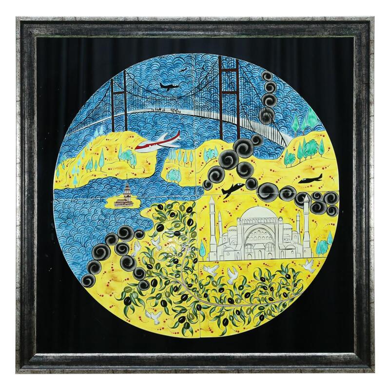 e38 EL İŞÇİLİĞİ AYNALI ÇİNİ İŞLEME TABLO 100x100 CM ( 35 KĞ ) - 6365 - 1