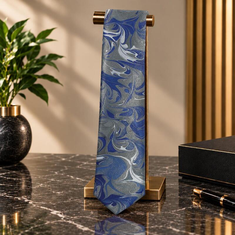 e38 EL İŞÇİLİĞİ ERKEK RENKLİ EBRU KRAVAT 150*5 cm - 6704 - 1