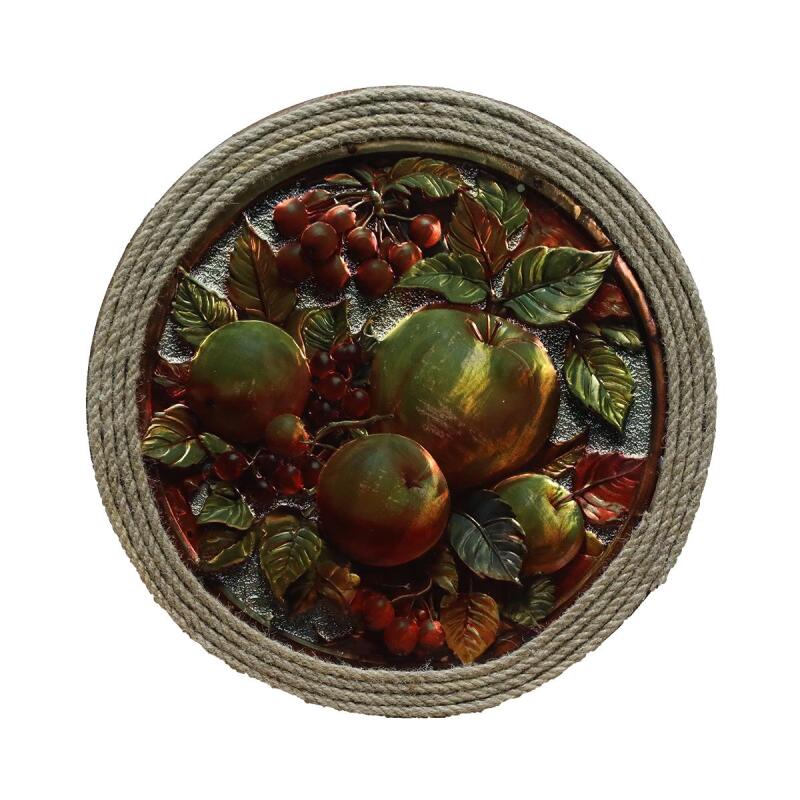 e38 EL İŞÇİLİĞİ FOLYO KABARTMA ELMA MEYVELİ TABLO 35*35 CM - 6614 - 1