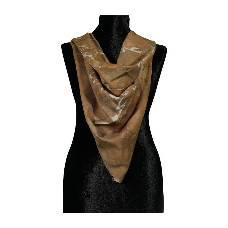 e38 EL İŞÇİLİĞİ KADIN RENKLİ EBRU EŞARP 94*94 cm - 6721 - 2