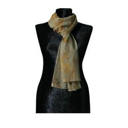 e38 EL İŞÇİLİĞİ KADIN RENKLİ EBRU FULAR 175*35 cm-6716 - 2
