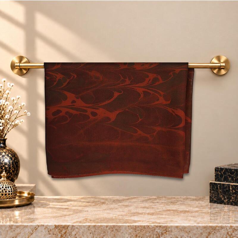 e38 EL İŞÇİLİĞİ KADIN RENKLİ EBRU FULAR 175*35 cm-6717 - 1