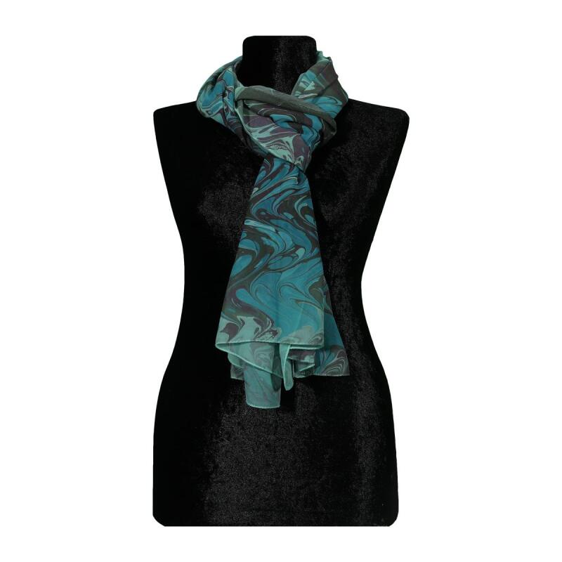 e38 EL İŞÇİLİĞİ KADIN RENKLİ EBRU ŞAL 175*70 cm -6731 - 2