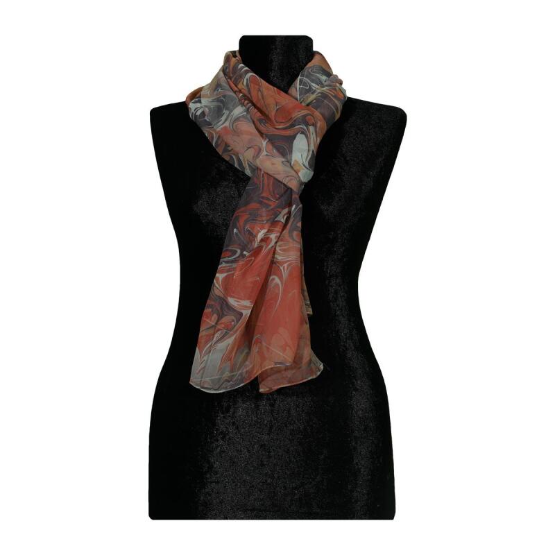 e38 EL İŞÇİLİĞİ KADIN RENKLİ EBRU ŞAL 175*70 cm -6733 - 2