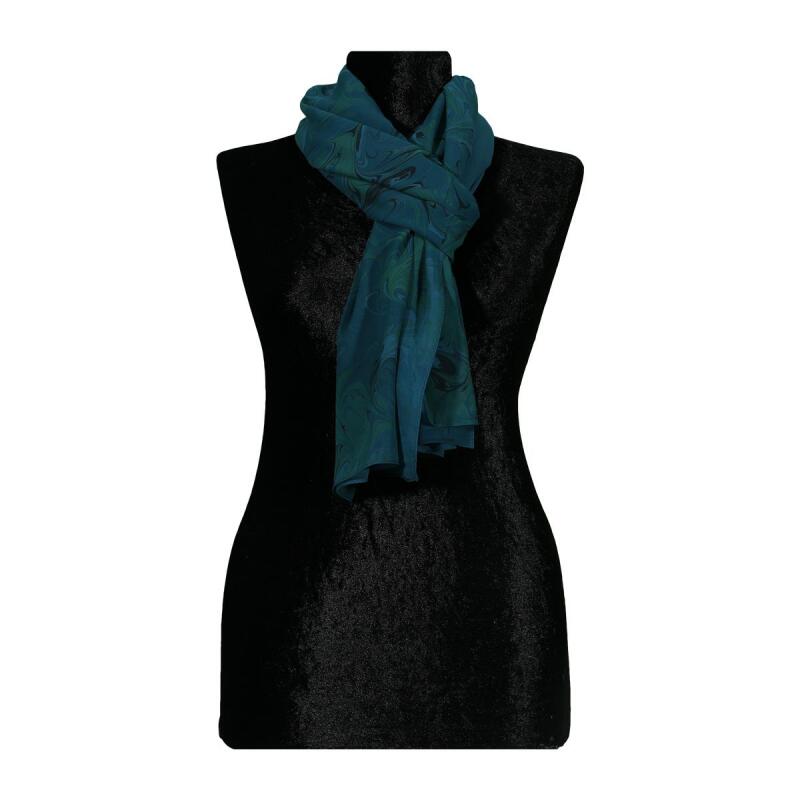 e38 EL İŞÇİLİĞİ KADIN RENKLİ EBRU ŞAL 175*70 cm -6734 - 2