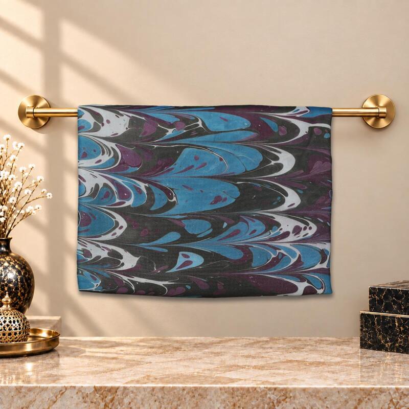 e38 EL İŞÇİLİĞİ KADIN RENKLİ EBRU ŞAL 175*70 cm -6736 - 1