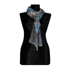 e38 EL İŞÇİLİĞİ KADIN RENKLİ EBRU ŞAL 175*70 cm -6736 - 2
