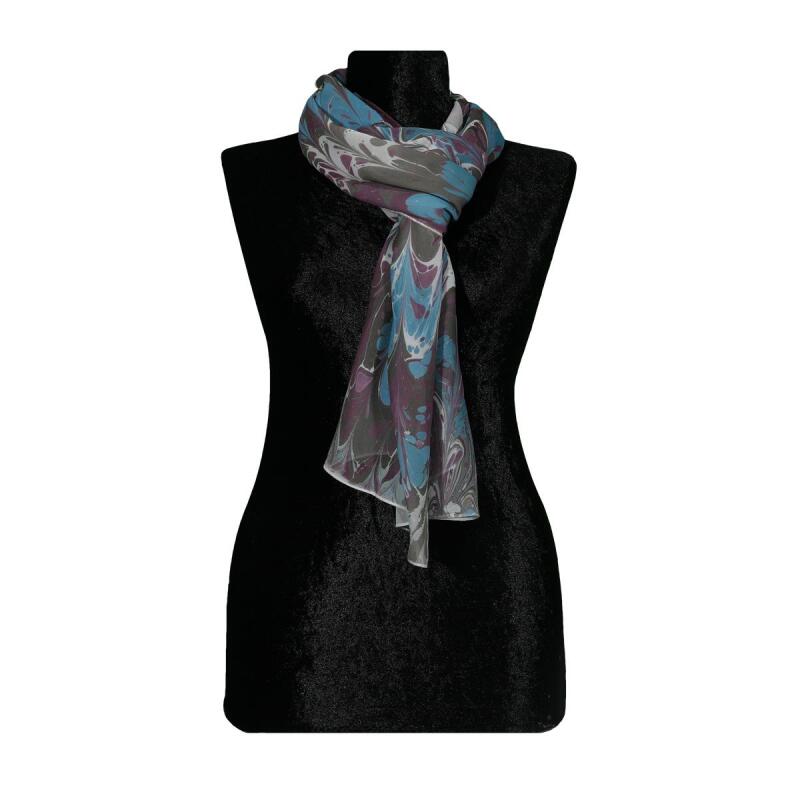 e38 EL İŞÇİLİĞİ KADIN RENKLİ EBRU ŞAL 175*70 cm -6736 - 2