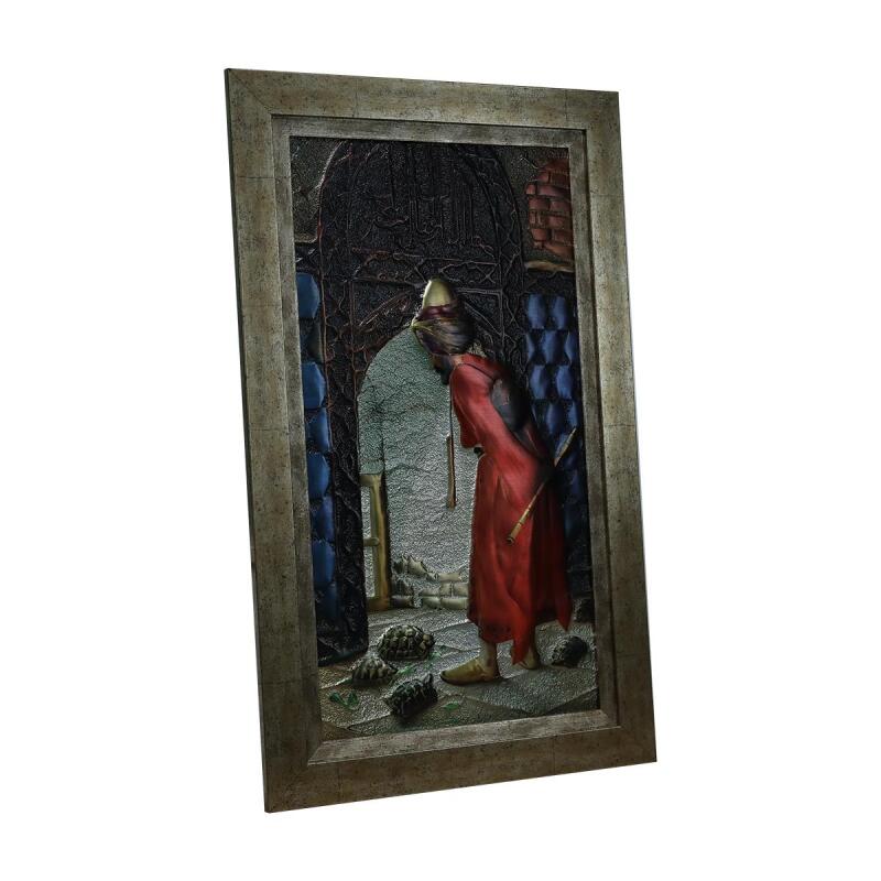 e38 EL İŞÇİLİĞİ KAPLUMBAĞA TERBİYECİSİ ALİMİNYUM KABARTMA TABLO 48*72 CM - 6612 - 2