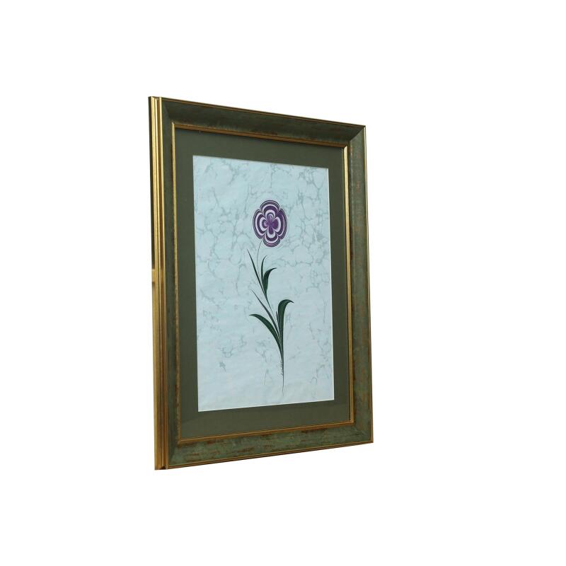 e38 EL İŞÇİLİĞİ YONCA YAPRAĞI EBRU TABLO 50x43 cm - 6231 - 2