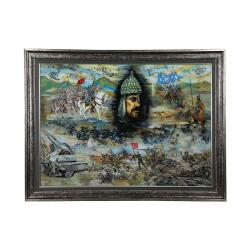 e38 HAND CRAFTED GLASS PAINTED PAINTING 105 x 86 cm - 6086 - e38